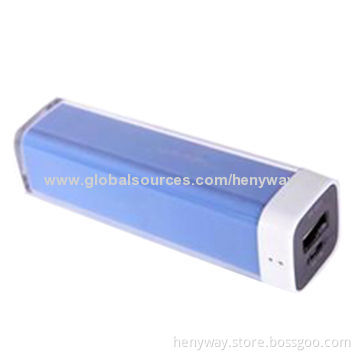 Smart Tube Power Bank with 2,600mAh Capacity, Battery Cell Exchangeable/Charges Smartphone/Tablet PC